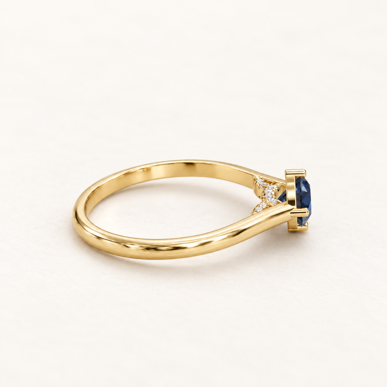 0.81 CT Round Cut Sapphire Blue Gemstone Solitaire Ring in 10K 14K 18K Yellow Gold, White Gold & Rose Gold | Minimalist Engagement Ring | NyvaaraLuxe - view 2