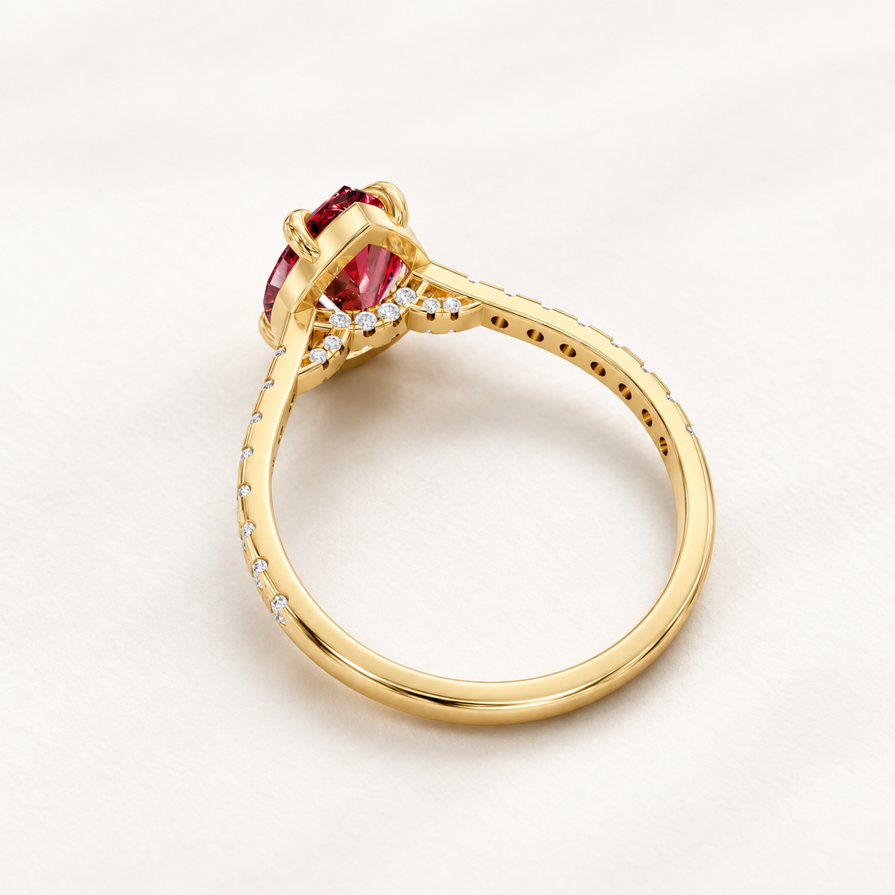 2.55 CT Pear Cut Ruby Red Gemstone Ring in 10K 14K 18K Yellow Gold, White Gold & Rose Gold | Pear Solitaire Engagement Ring | NyvaaraLuxe - view 2