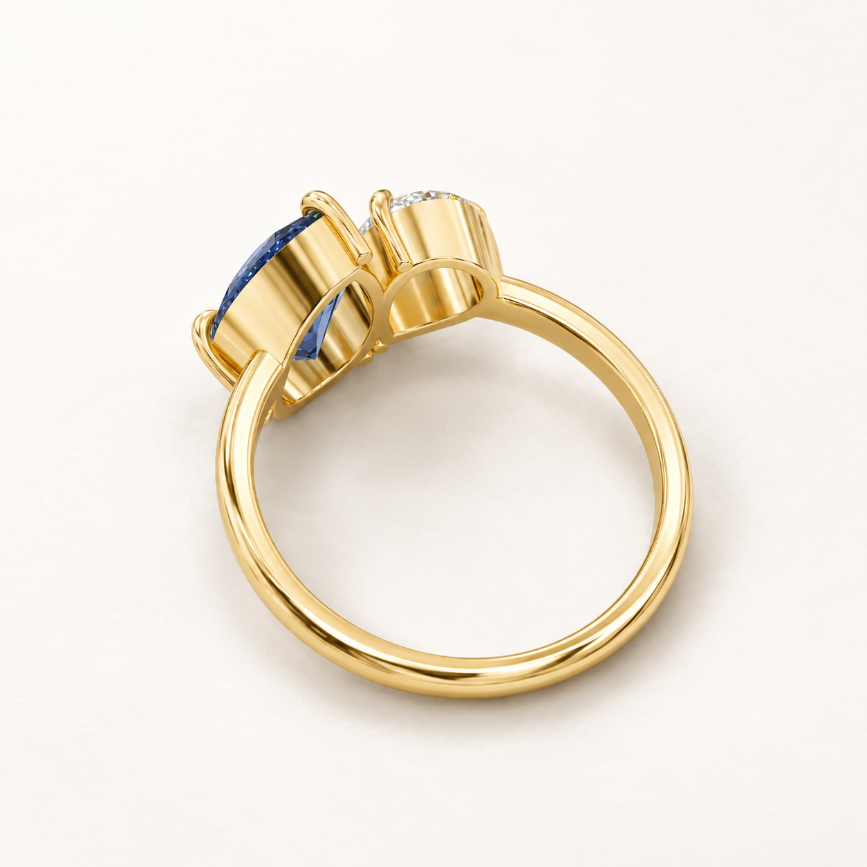 1.81 CT Pear Cut Sapphire Blue Gemstone Toi et Moi Ring in 10K 14K 18K Yellow Gold, White Gold & Rose Gold | Two Stone Engagement Ring | NyvaaraLuxe - view 2