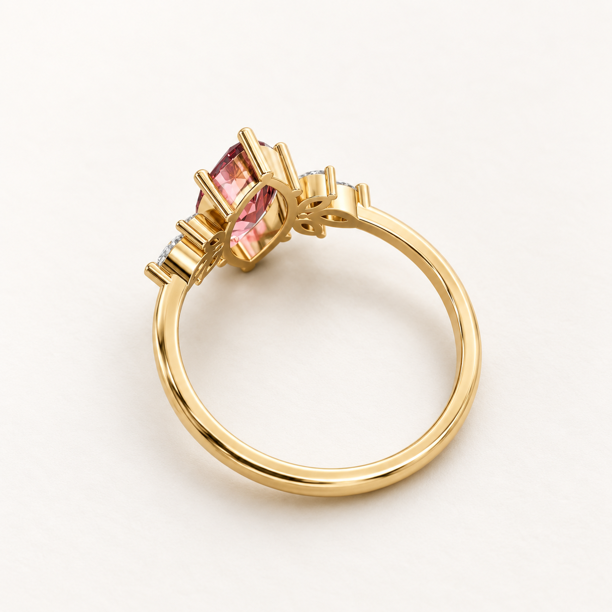 1.41 CT Marquise Cut Ruby Red Gemstone Ring in 10K 14K 18K Yellow Gold, White Gold & Rose Gold | Floral Leaf Accent Engagement Ring | NyvaaraLuxe - view 2