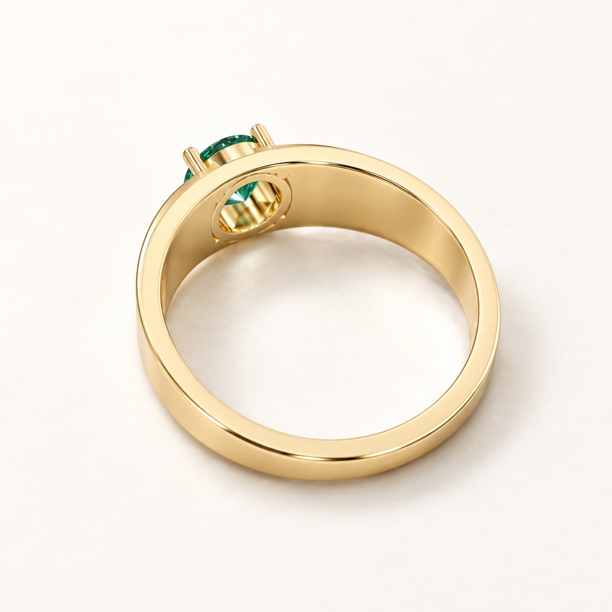 0.65 CT Round Cut Emerald Green Gemstone Ring in 10K 14K 18K Yellow Gold, White Gold & Rose Gold | Wide Double Row White Stone Accent Engagement Ring | NyvaaraLuxe - view 2