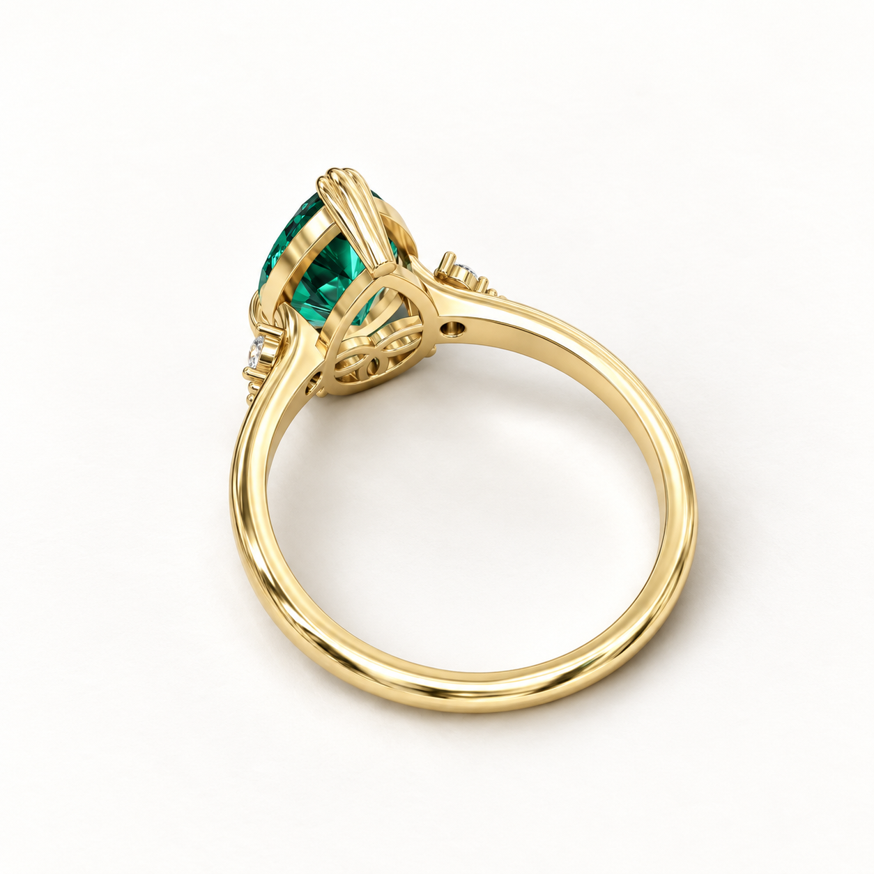 1.80 CT Pear Cut Emerald Green Gemstone Ring in 10K 14K 18K Yellow Gold, White Gold & Rose Gold | Three Stone Teardrop Engagement Ring | NyvaaraLuxe - view 2